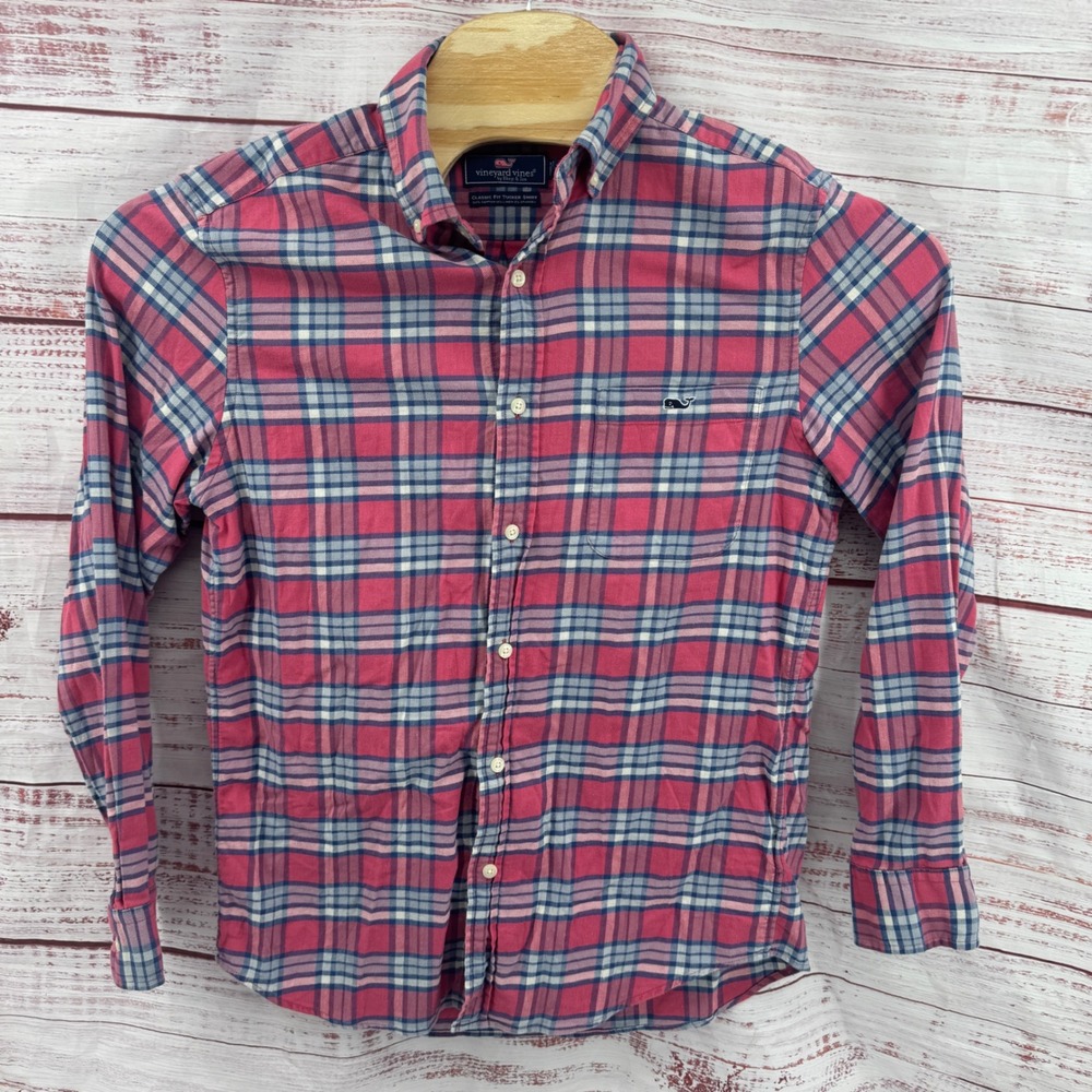 Vineyard Vines Flannel Shirt Mens Small Plaid Classic Fit Tucker Cotton Linen